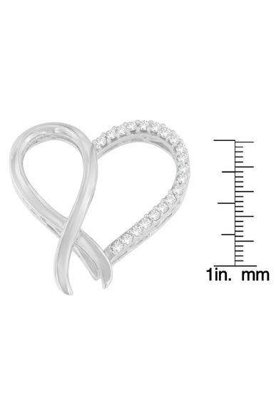 1/4 cttw Round Cut Diamond Ribbon and Heart Accent Necklace